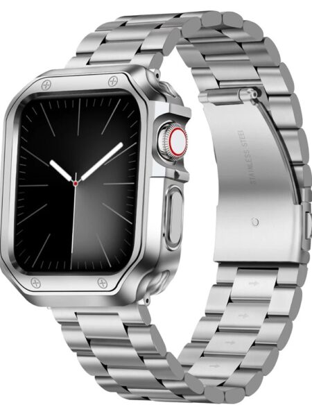 For Apple Watch Ultra Band 49mm 45mm 44mm 42mm 41mm 40mm 38mm Stainless Steel Strap with TPU Case IWatch Bracelet 9 8 7 6 5 4 SE