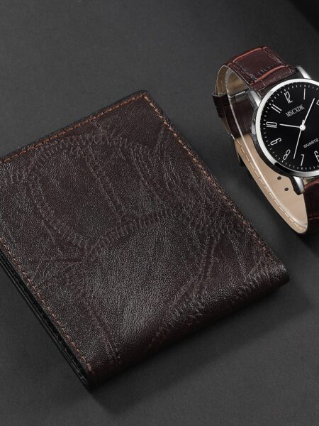 Mens Business Watches Retro Wallet Set For Men Big Dial Quartz Wristwatch Classic Male Black Casual Leather Watch Reloj Hombre