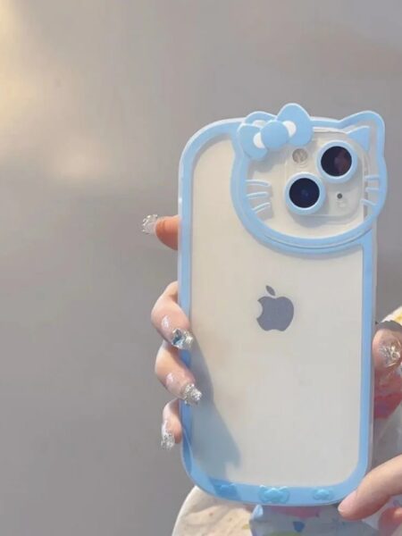 Sanrio Hello Kitty Kawaii KT Head Phone Case For iPhone 15 14 13 Pro Max 11 12 13 Pro X XR 7 8 Plus Girl Pink Y2K Kawaii Cover