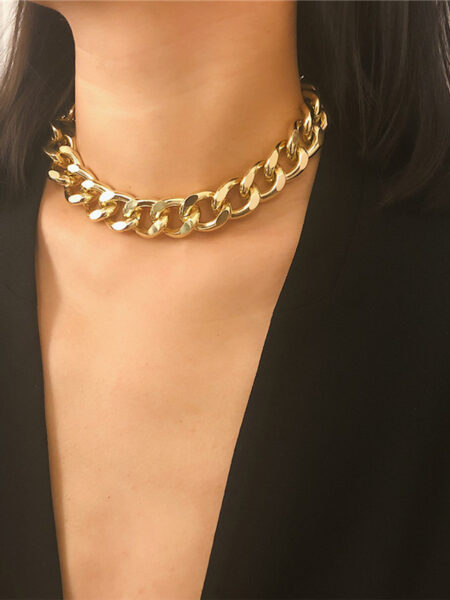 Goldenen Punk Retro Necklace -Thick Chain Thick Necklace- Alloy Necklace Fashion Hip Hop Accessories
