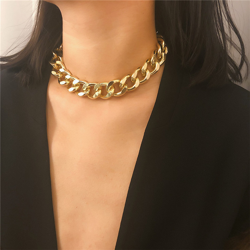 Goldenen Punk Retro Necklace -Thick Chain Thick Necklace- Alloy Necklace Fashion Hip Hop Accessories