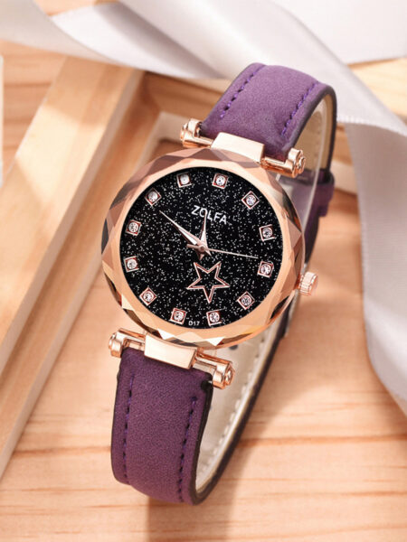 Leather Star Rhinestone Girls Watch 6 Piece Set
