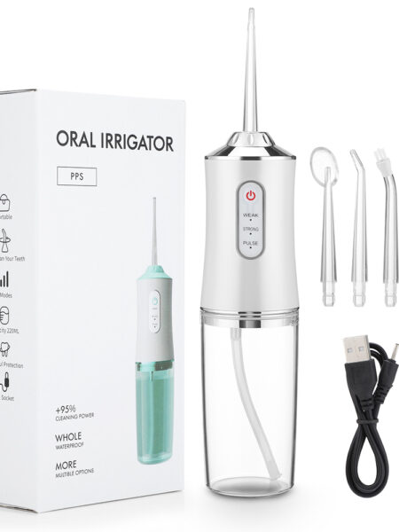 Oral Irrigator Portable Dental Water Flosser USB Rechargeable Water Jet Floss Tooth Pick 4 Jet Tip 220ml 3 Modes IPX7 1400rpm