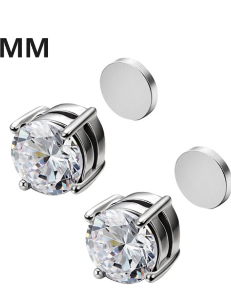 Crystal Strong Magnetic Ear Stud Clip Earrings for Men and Women Punk Round Zircon Magnet Earrings Non Piercing Jewelry