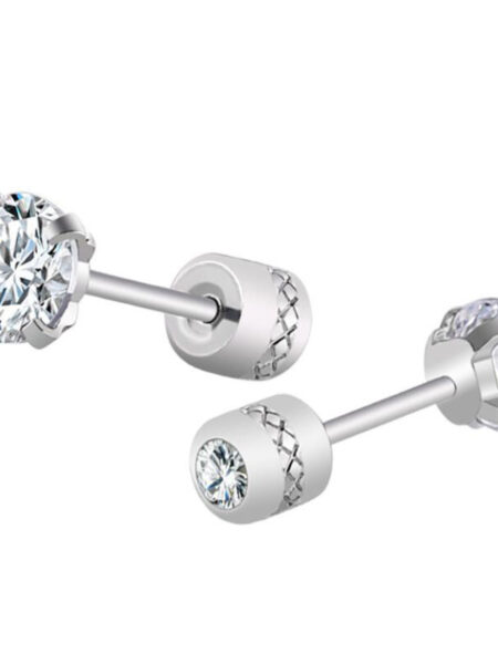 1Pair Stainless Steel Crystals Stud Earrings For Men Women Not Fade Ear Rings Jewelry