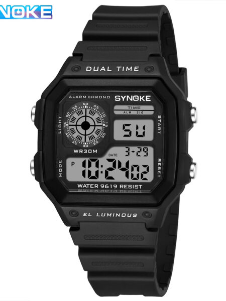 SYNOKE Digital Watches Men Sports Luminous Multifunction Waterproof Chrono Wristwatch Outdoor and Running Student Seven Light