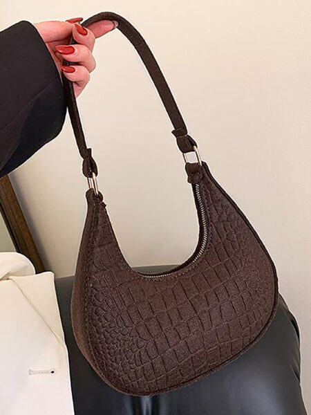 Candy Color Advanced Design Texture Armpit Handbags Felt Shoulder Bags For Women Women's Subaxillary Bag Purses Crescent Saddle Bag Conbo