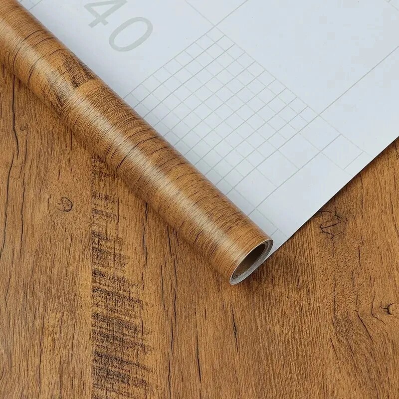 Brown Wood Grain Removable Waterproof Wallpaper Transform Your Home Peel and Stick Suitable for Kitchen Renovation and Home Deco