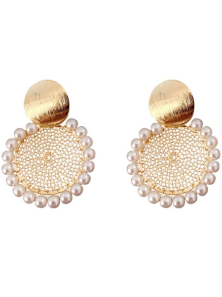 XIYANIKE Geometric Round Pearl Earrings Temperament Online Celebrity Earrings Personality Design Earrings New 2021