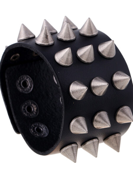 Punk rock rivet spike accessories genuine leather bracelet
