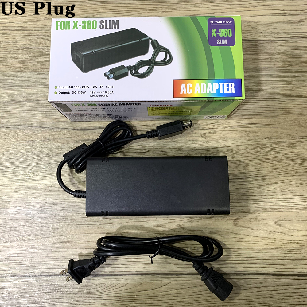 New For XBox 360 X-360 S Slim Power Supply AC Adapter Charger 220V Charge Charging Power Supply Cord Cable EU/US/UK