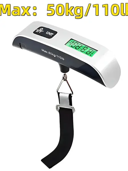 Portable Digital Hanging Scale T-shaped LCD Luggage Suitcase Baggage Weight Balance Travel Electronic Scale with Belt 50kg/110lb