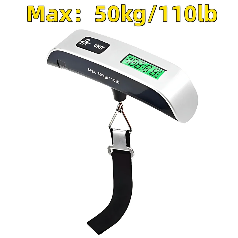 Portable Digital Hanging Scale T-shaped LCD Luggage Suitcase Baggage Weight Balance Travel Electronic Scale with Belt 50kg/110lb