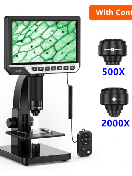Elikliv EDM11S Digital Microscope 2000X 7" IPS 12MP 1080P Lab Biological Microscope Camera Dual Lens With Remote Control