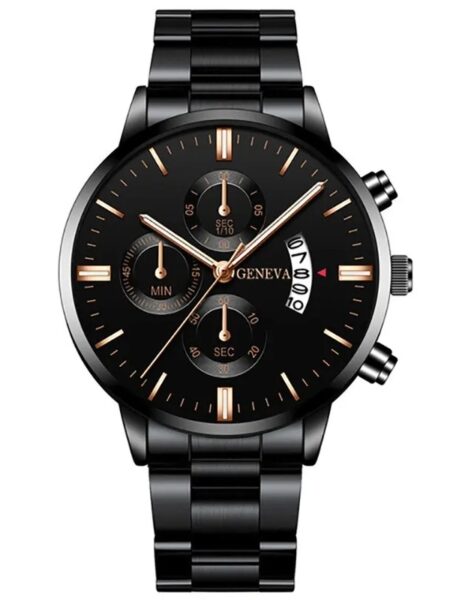 Fashion Men Black Stainless Steel Watch Luxury Calendar Quartz Wrist Watch Mens Business Watches for Man Clock Relogio Masculino