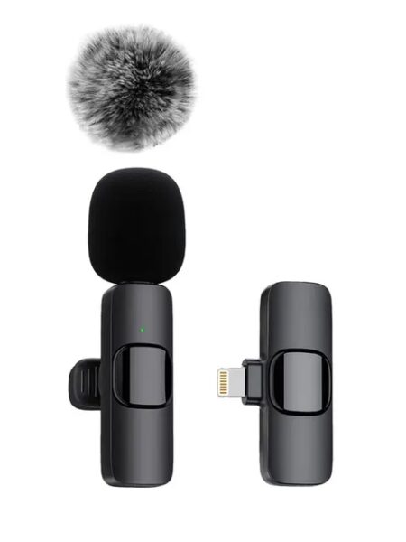 Portable Wireless Lavalier Microphone Audio Video Recording Mini Mic Live Broadcast Noise Reduction Mic for iPhone Android