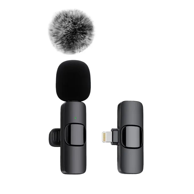 Portable Wireless Lavalier Microphone Audio Video Recording Mini Mic Live Broadcast Noise Reduction Mic for iPhone Android