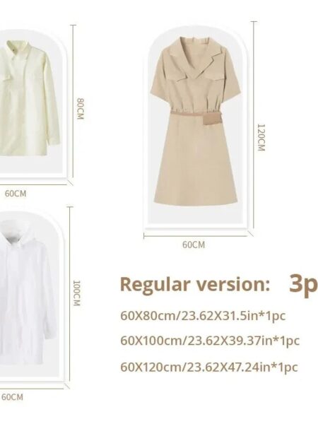 3pcs/4pcs Clothes Dustproof Bag Household Transparent Waterproof Coat Suit Cover Washable Hanging Pocket Clothing Organizer