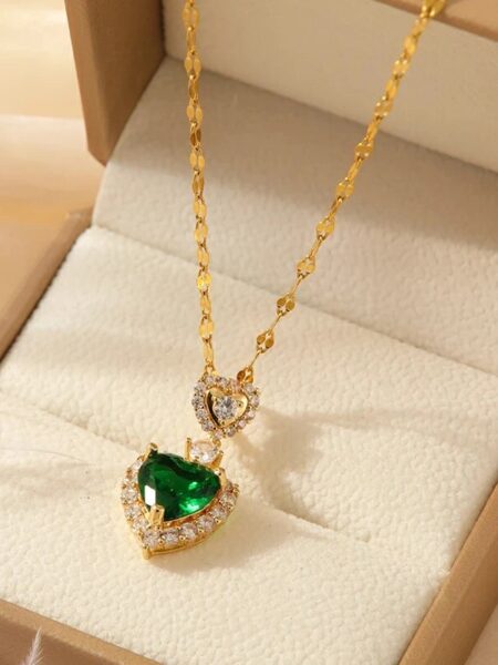 1 Pcs Luxury Cool Wind Green Gold Plated Copper Pendant With Stainless Steel Chain Combination Of Necklaces