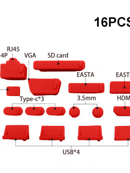1set/16pcs Silicone Notebook Anti Dust Plug Cover Stopper Type C Laptop Dustproof USB Port HDMI RJ45 Interface waterproof cover