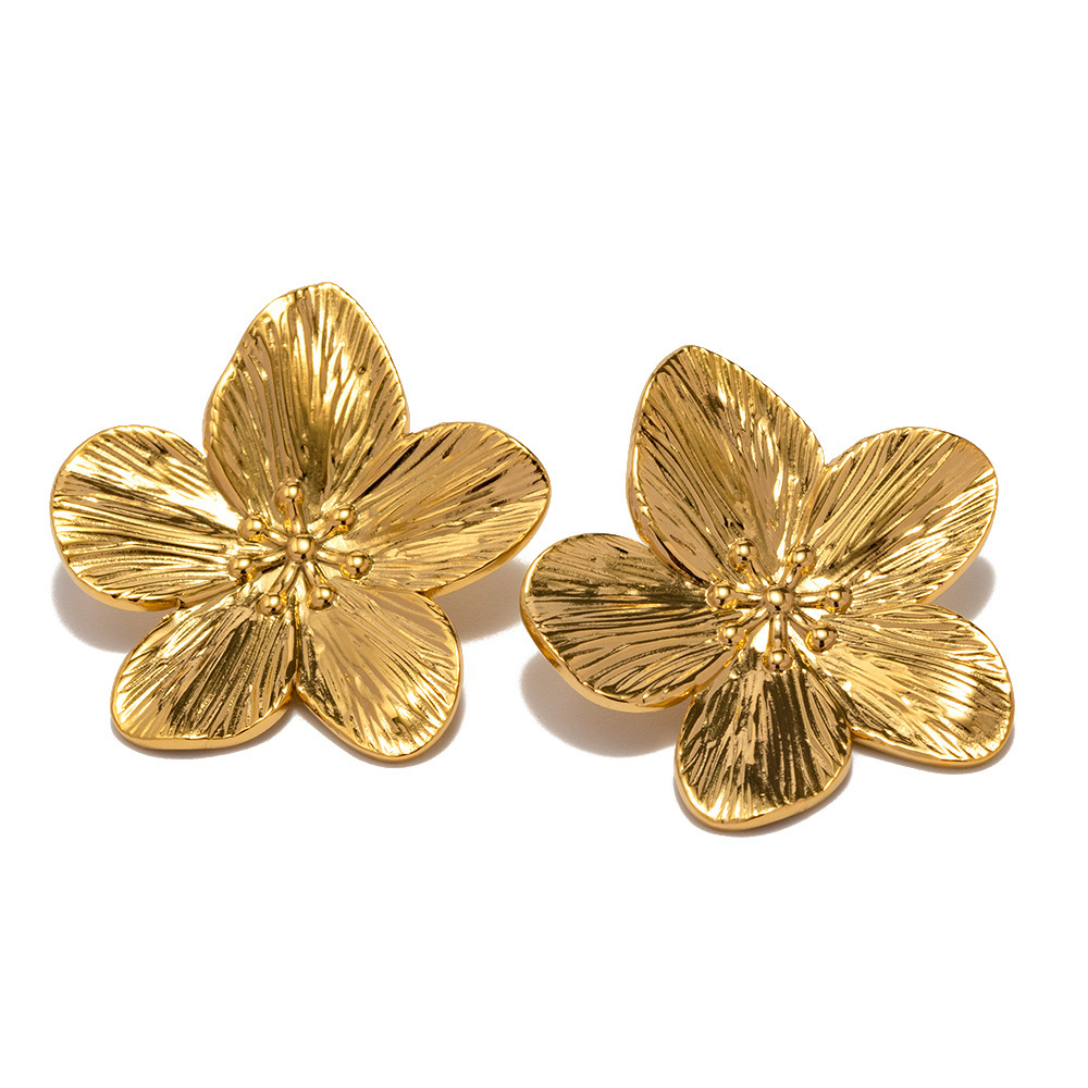 Women's Fashion Earrings Flower Shape 18K Gold Plated Vintage Style Party Accessories for Women Gifts