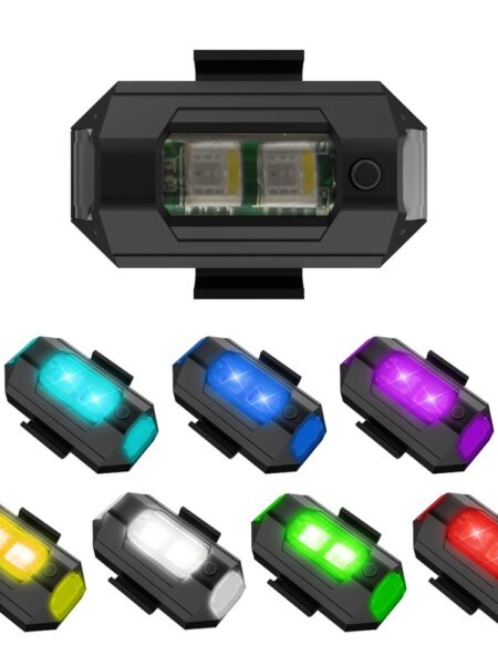 1PC 7 Color Mini USB Charging LED Anti-Collision Motorcycle Bicycle Light 5V Drone Strobe Lights Flashing Warning Signal Light