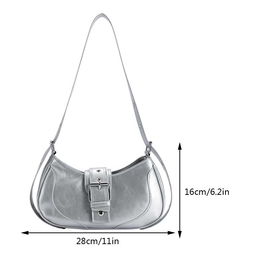 PU Leather Shoulder Bags Women Chic Underarm Bag Spicy Girls Y2k Handbag Punk Style Simple Female Commuter Crossbody Bag Handbag