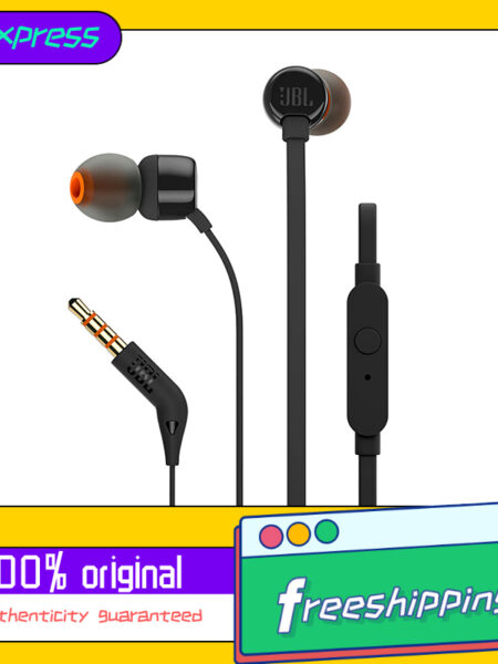 JBL T290 3.5mm Wired Earphones TUNE 290 Earbuds Stereo Music Sports Pure Bass Headset 1-Button Remote Hands-free Call with Mic