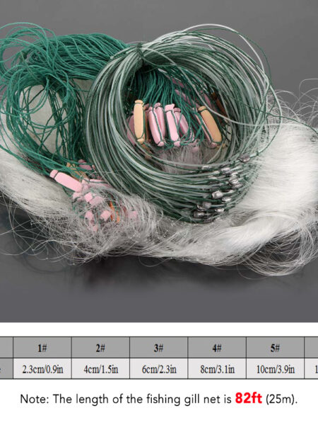 Lixada Fish Network 25m 3 Layers Fish Net Monofilament Fishing Fish Gill Net with Float Fishing Trap