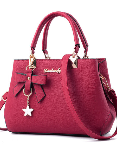 Yogodlns Elegant Women Messenger Bags with flower pendant Office Ladies Totes Pure Handbag for female Crossbody Shoulder Bags