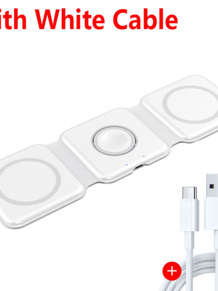 3 in 1 15W Portable Magnetic Wireless Charger Fast Charging Dock Station for iPhone 15 14 13 12 XR Pro Max Apple Watch AirPods