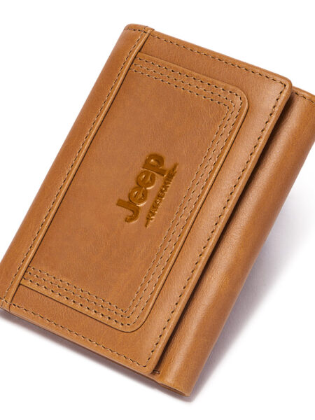 Genuine Leather Trifold Wallets for Men RFID Slim Card Holder with ID Window High Quality Male Zipper Coin Pocket Small Clutch