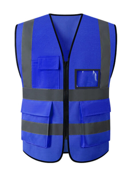 Grid Summer Reflective Safety Vest High Visibility Night Work Security Sleeveless Construction Workwear Zipper Pockets Adults