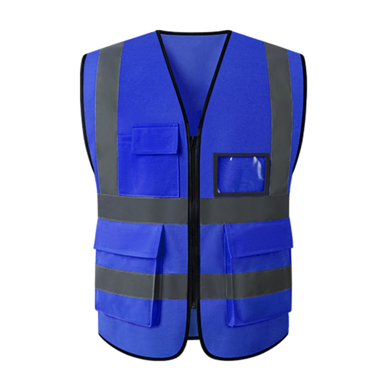 Grid Summer Reflective Safety Vest High Visibility Night Work Security Sleeveless Construction Workwear Zipper Pockets Adults