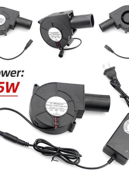 6000RPM BBQ Blower 15W Air Blower Smelting Metal Fan with Variable Speed Controller Barbecue Fan for Camping Stove Cooking Fans