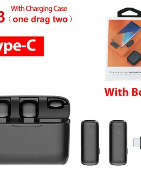 J13 Wireless Lapel Microphone With Charger Case Portable Audio Video Receiver Mini Mic For Vlog Interview Live Streaming Android