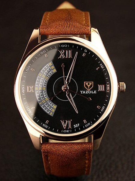 YAZOLE Men's Fashion Sport Stainless Steel Case Leather Band Quartz Analog Wrist Watch mens watches top brand luxury Wristwatch