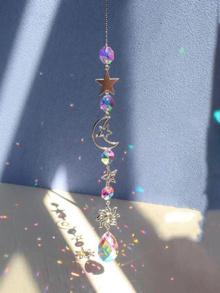 1 Pc Galaxy Star Moon Crystal Wind Chime Pendant for Home Decor Outdoor Garden Suncatcher Holiday Party Supplies