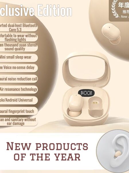HYE Mini Auriculares Bluetooth Invisible Earphone Sleeping Headset Wireless Sleep Earbud Noise Reduction With Mic Charging Box