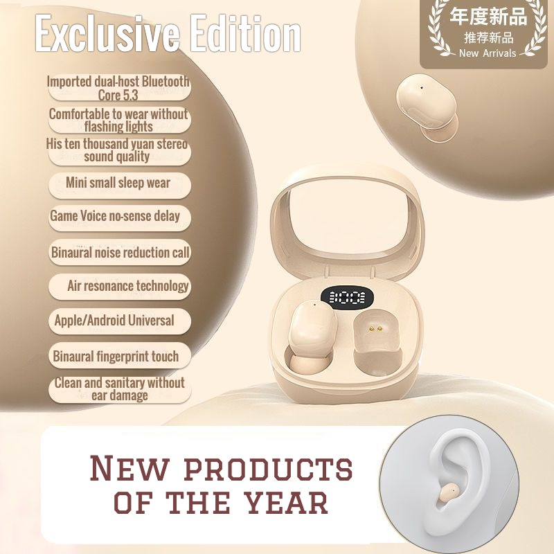 HYE Mini Auriculares Bluetooth Invisible Earphone Sleeping Headset Wireless Sleep Earbud Noise Reduction With Mic Charging Box