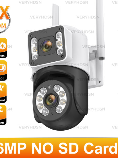 8MP 5G WiFi IP Camera PTZ 4K Dual Lens Human Detect Auto Tracking Surveillance Cameras Outdoor Waterproof Night Vision CCTV