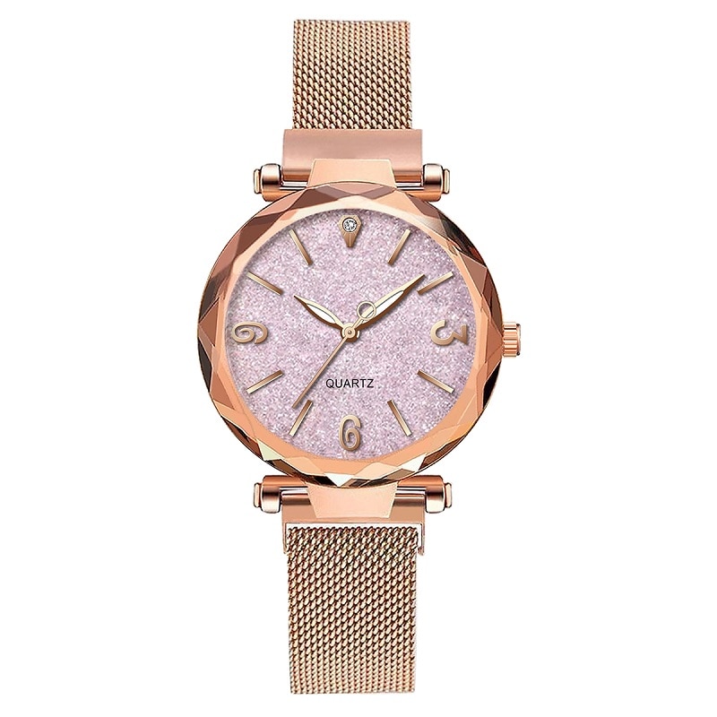Fashion Women Watches Simple Rose Gold Mesh Belt Magnetic Quartz Wrist Watch Luxury Ladies Business Casual Watch Reloj Mujer