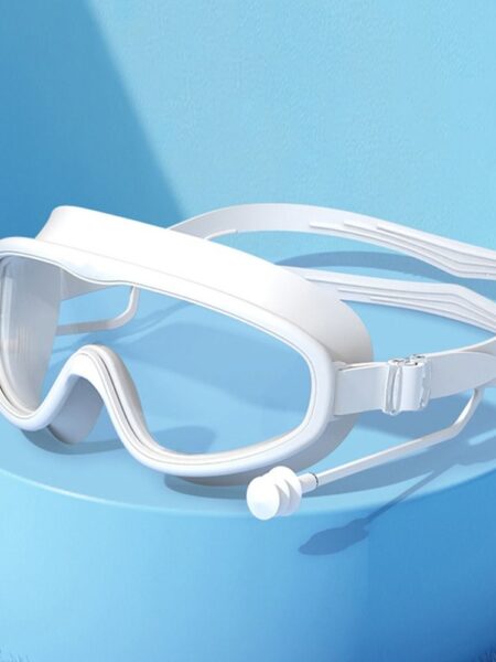 Kids Big Frame Swimming Goggles with Earplugs Children's Anti-fog Swimming Glasses Boys Girls Pool Beach Eyewear