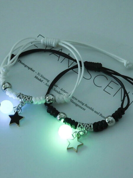 2Pcs Luminous Star Cat Moon Couple Bracelet Kitten Flower Handmade Adjustable Rope Matching Bracelets Lover Friendship Jewelry