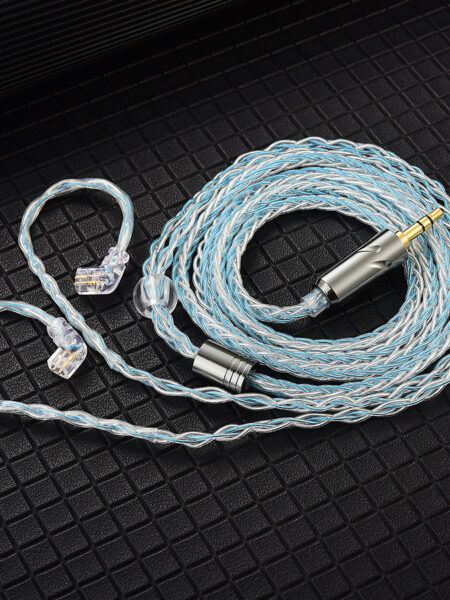 QKZ T1 KZ Wired Headphone Cord 8-Strand Silver Plated Upgrade Cord 0.75MM 2Pin HiFi Earphone Update Cable 3.5MM DJ Headset