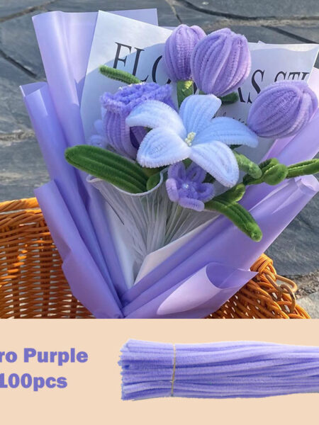 100pcs Colorful Chenille Stems Pipe Cleaners Plush Tinsel Stem Wired Twist Sticks Hair Strip DIY Craft Educational Toys Handmade