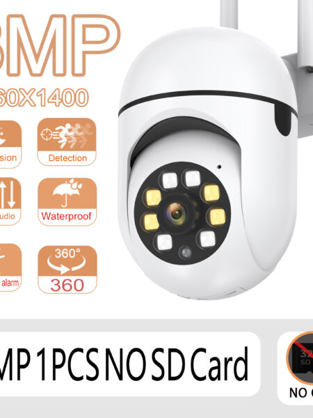 Outdoor 3MP CCTV IP Wifi Camera Wired Security Surveillance Waterproof Cameras AI Human Tracking Two Way Audio Night Color Cam