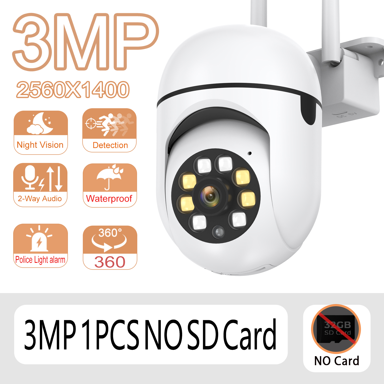 Outdoor 3MP CCTV IP Wifi Camera Wired Security Surveillance Waterproof Cameras AI Human Tracking Two Way Audio Night Color Cam