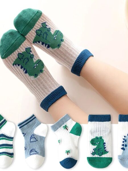 5Pairs Kids Socks Summer Cotton Boys Girls Socks Cute Breathable Cartoon For Children Baby Sock Mesh Thin Casual Socks