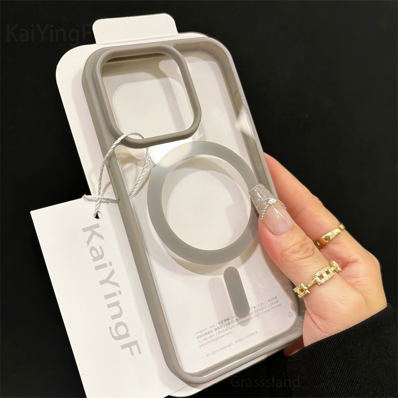 Luxury Magsafe Transparent Case For iPhone 15 14 13 12 11 Pro X XS XR Max 7 8 Plus Mini Magnetic Wireless Charge Phone Cover